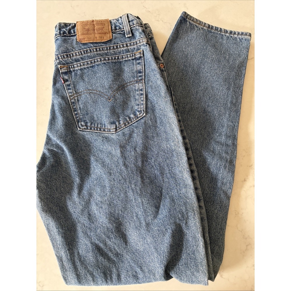 Levis 550 Relaxed Fit Jeans Mens 38x36 Medium Wash Denim 100% Cotton Tapered Leg